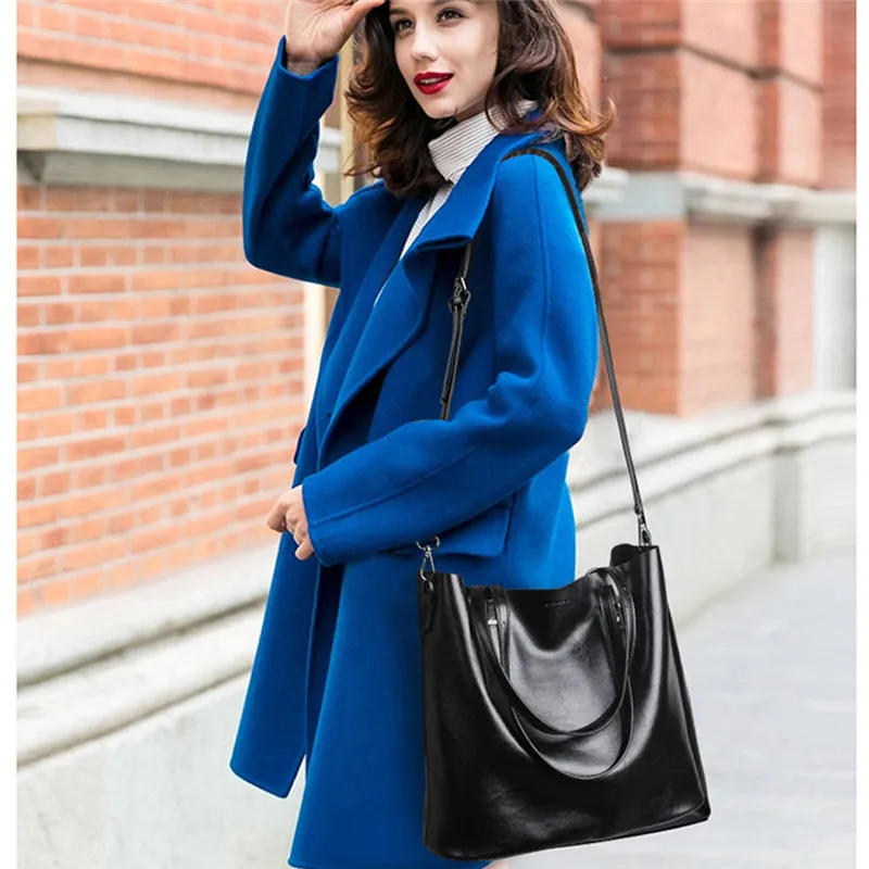 concise soft pu women shoulder bags retro large handbags female casual high quality totes ladies office messenger bag for women free global shipping