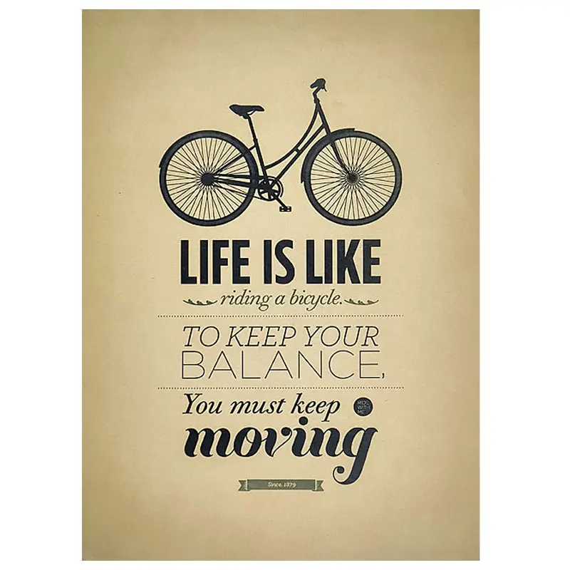 Жизнь похожа на езду велосипеде креативный вдохновляющий ретро постер из