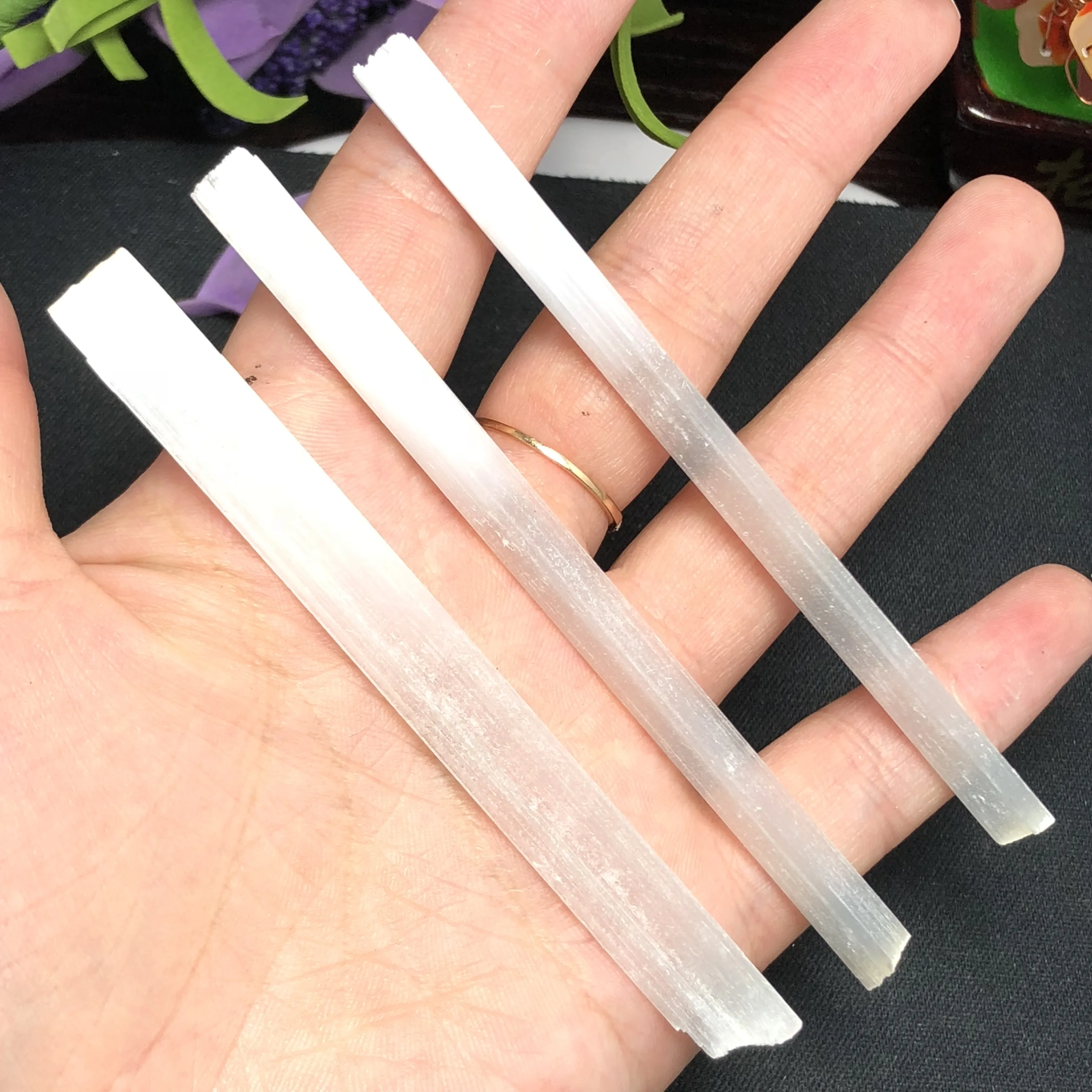 3 шт. натуральные палочки из селенита грубой гипсового хрусталя необработанный