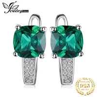 jewelrypalace cushion cut simulated green emerald 925 sterling silver hoop earrings for women fashion gemstones huggie earings