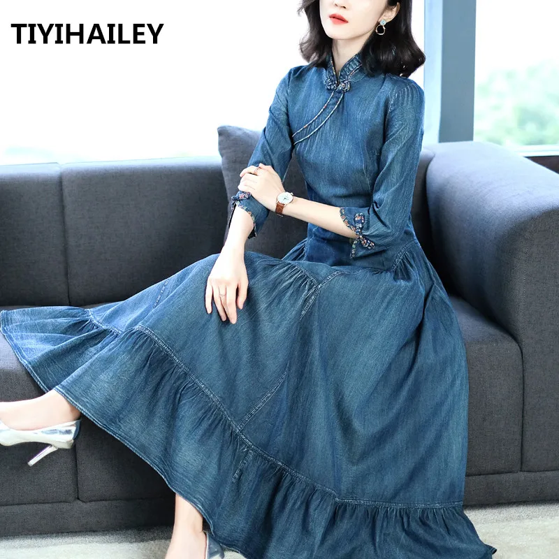 TIYIHAILEY Бесплатная доставка модное платье размера плюс S-3XL женское длинное до