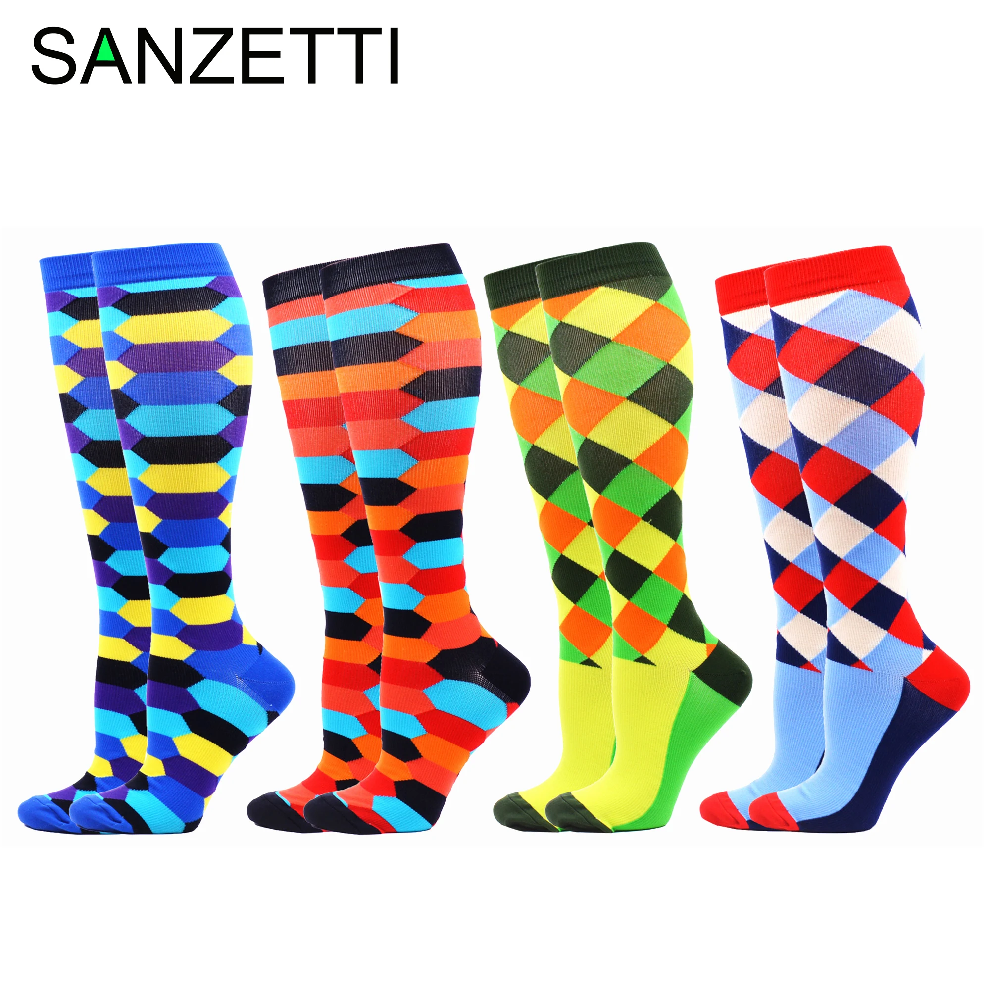 SANZETTI/4 пар/лот женские носки для счастливых женщин компрессионные из чесаного