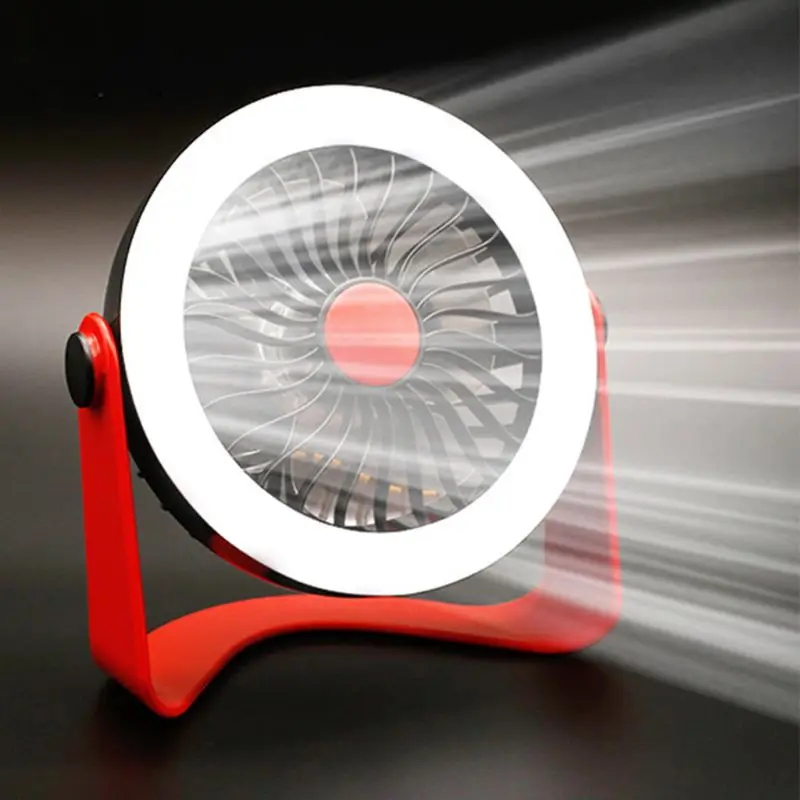 

Simple Table Tiny Round Fan Quiet Operation with Light Adjustable Tilt 360 Degree Rotating USB Rechargeable Household Appliances