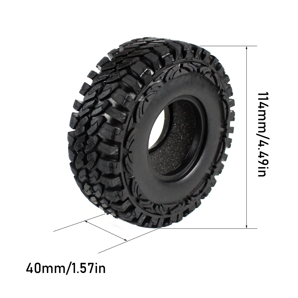 

4PCS 114MM 1.9 Inch Rubber Wheel Tires for 1:10 RC Rock Crawler Car Axial SCX10 90046 Tamiya CC01 D90 D110