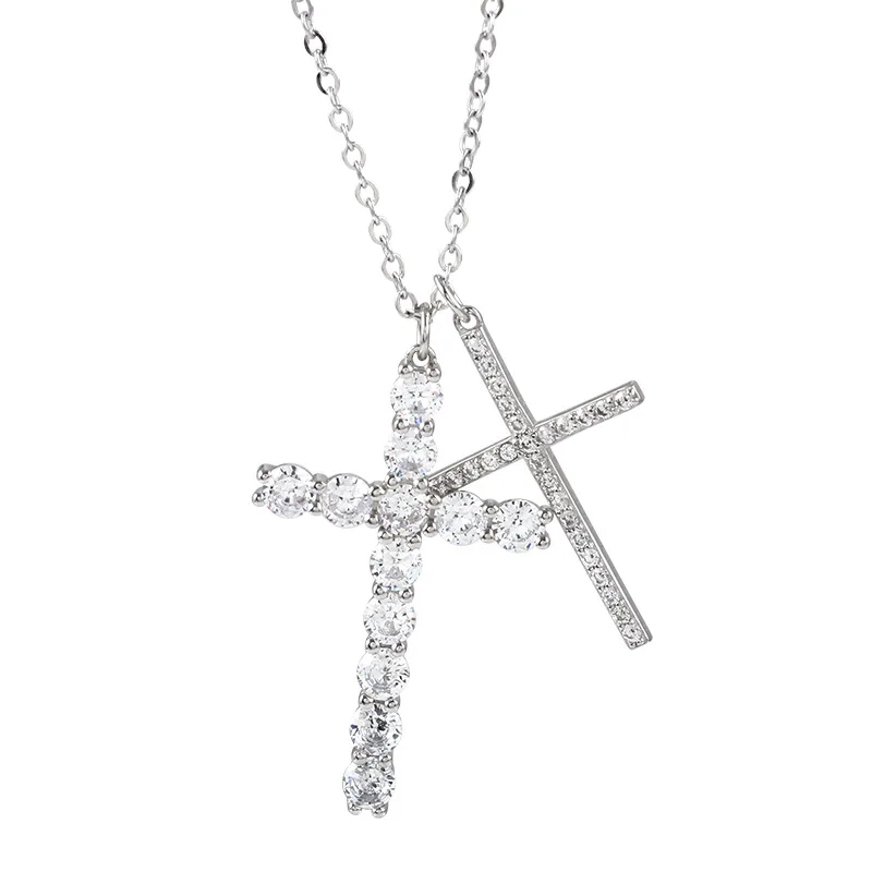 

Fashion Custom Silver Cross Necklace Female Minority Design Sense Clavicle Chain Simple Net Red Temperament Pendant Jewelry