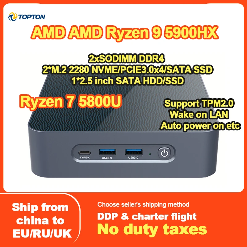 Мини-ПК AMD Ryzen R9 5900HX R7 5800U Windows 11/10 двойная LAN NVMe SSD Vega графический игровой пк