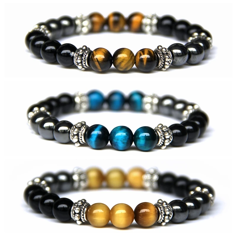 Уникальный мужской браслет с бусинами из нержавеющей стали гематит и черный