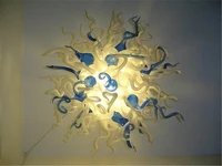 factory modern white and blue hand blown glass stair chandeliers led light source