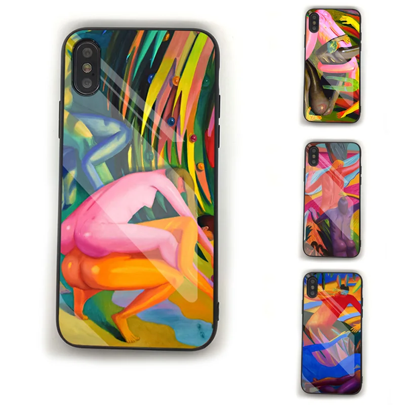 Чехол для телефона из закаленного стекла с масляной краской iPhone 12 8Plus X 11 Pro XSmax XR 2019