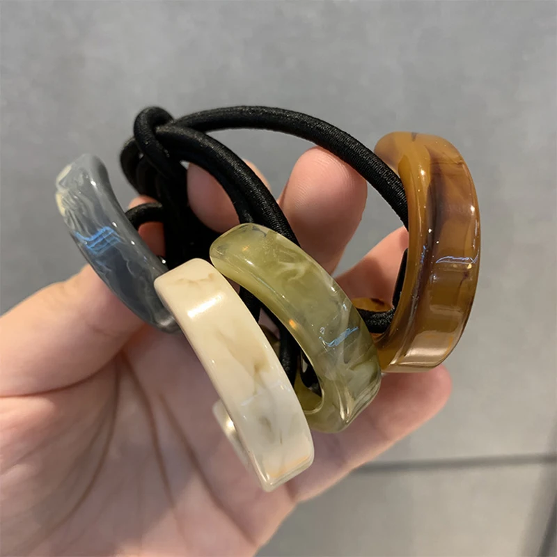 

2021Korean Trend Popular Acrylic Hair Rope Temperament Retro Elastic Hair Ring Net Red Ins Personality Head Rope Female Hairband