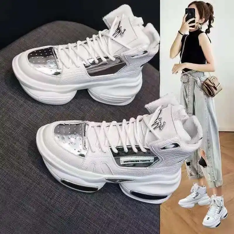 

Роскошные женские кроссовки, осенняя женская обувь на массивной подошве, Модная белая спортивная обувь, женская обувь на платформе, для тен...