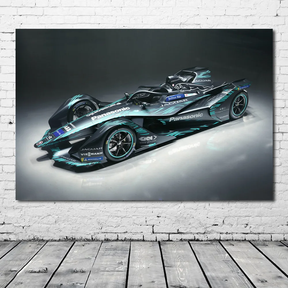 Колеса Jaguar I Тип формула E гоночные автомобили настенные картины холст плакаты и