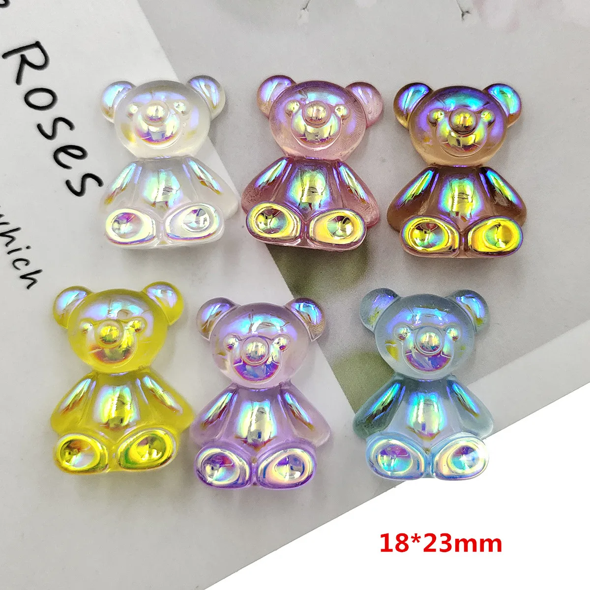 

20pcs/lot DIY flat back ab color resin colorful bear new arrival resin cabochons accessories