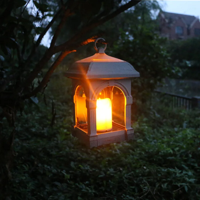 

Outdoor Retro Solar Swing Wind Garden Lamp Landscape Candle Hanging LED Light