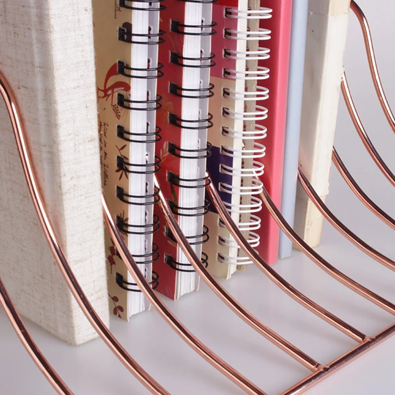 

Grid File Storage Shelf Book Stand Bookend Wrought Organizer Holder for Home Office Book Ends for Book Shelve