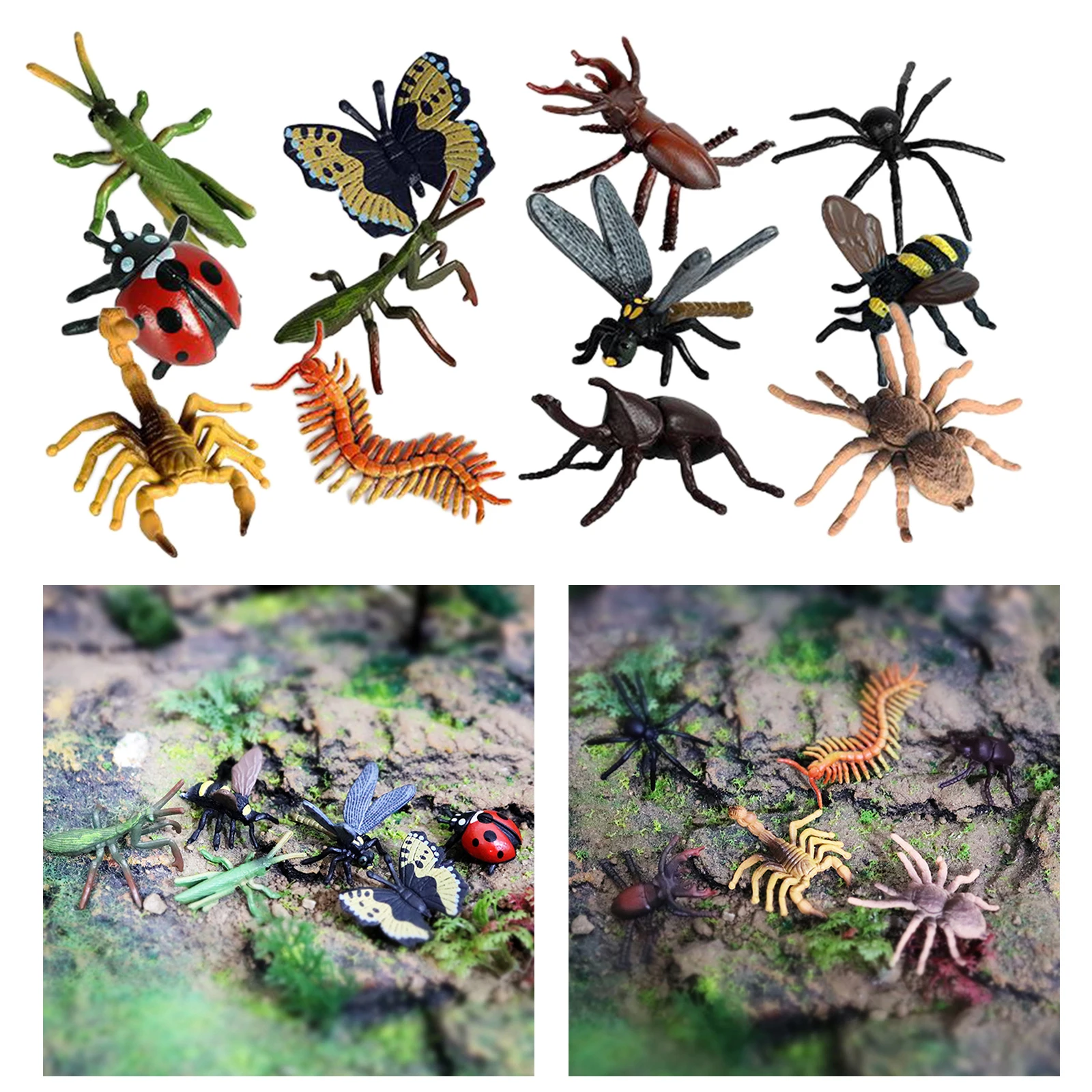 

12pcs Plastic Realistic Insect Model Figure Toys Bug Scorpion Bee