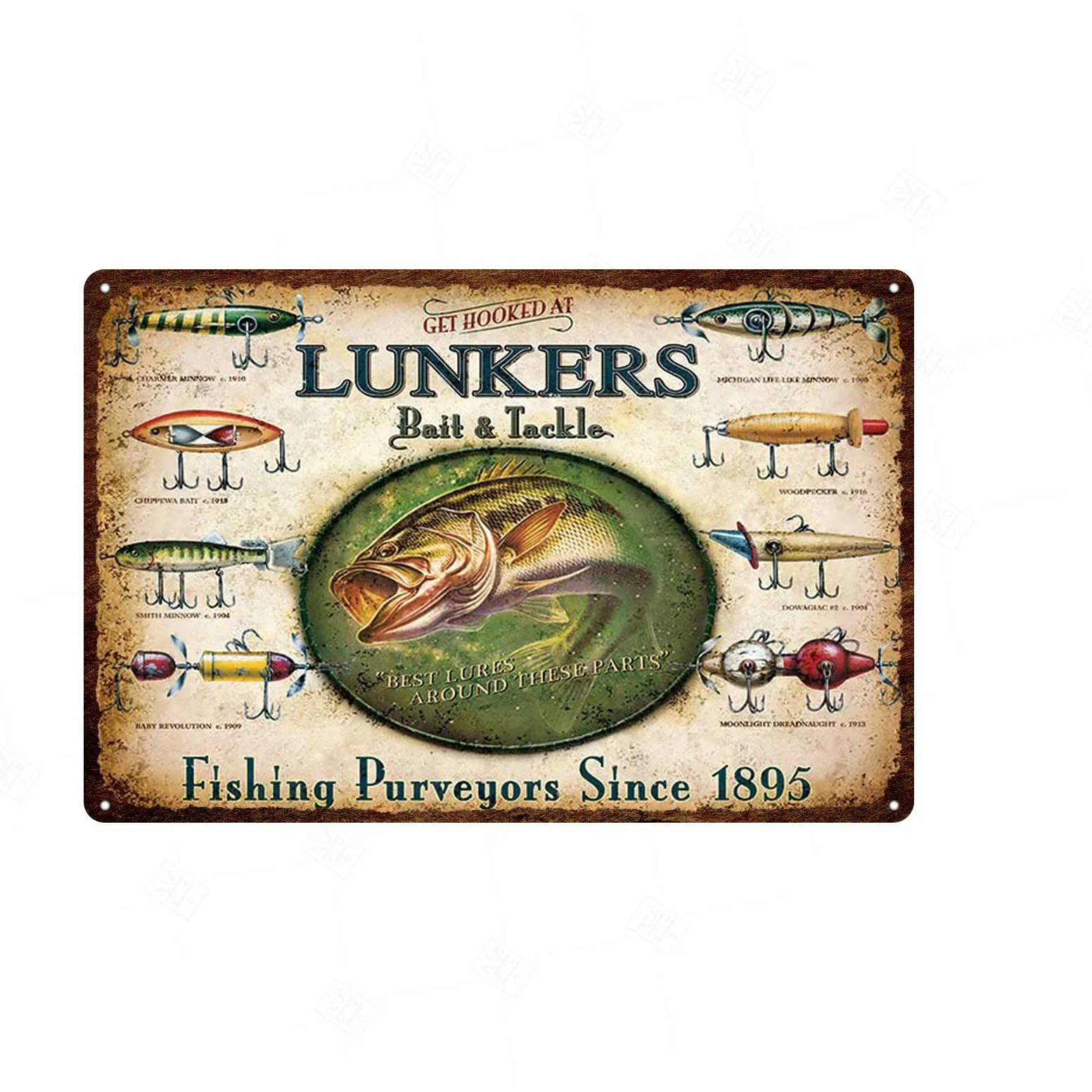 Знак в виде рыбы потертый шикарный винтажный стиль металлический знак животного