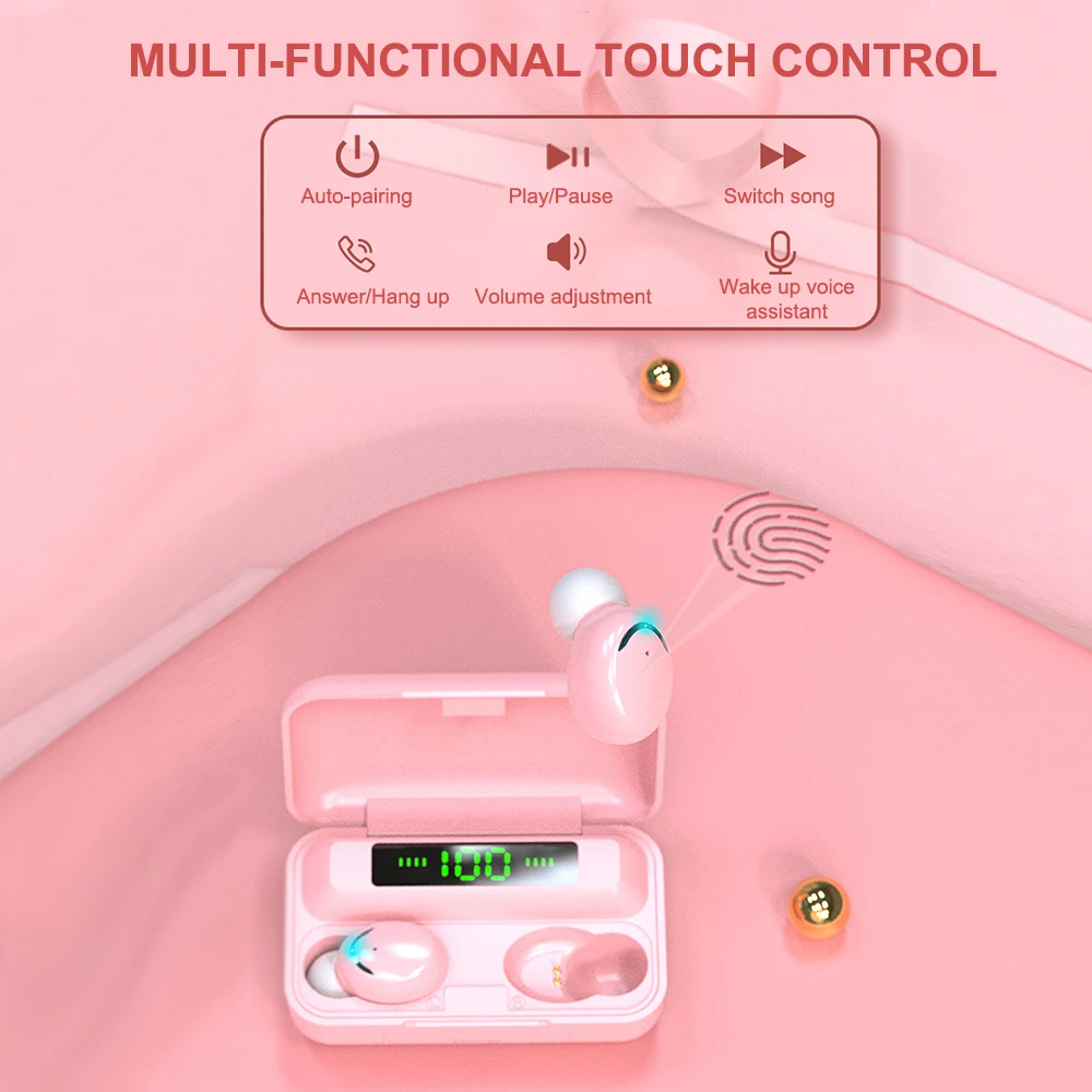 docooler Mini TWS Earbuds BT5.0 True Wireless Headphones Waterproof Sports Headset with Mic LED Display USB Output Power Bank |