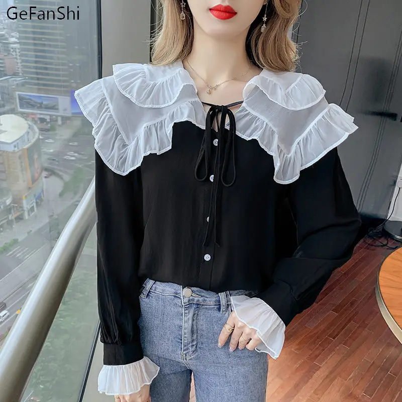

New Autumn Winter Chiffon Elegant Ladies Blouse Shirt Long Sleeve Office Women Fashion Sweet Blouses Tops Blusas Clothing