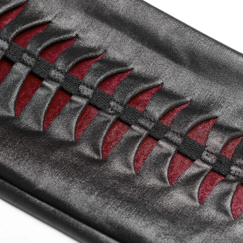 Женские леггинсы с принтом чертенка черные и красные вырезами в стиле панк рок