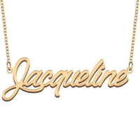 jacqueline name necklace for women stainless steel jewelry 18k gold plated nameplate pendant femme mother girlfriend gift
