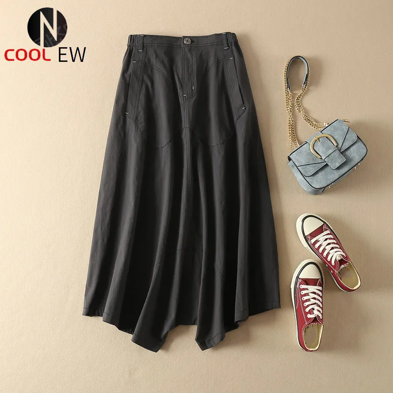 

Ladies Grey Elastic Waist Casual Loose Culottes - Women 2021 New Stylish Pants