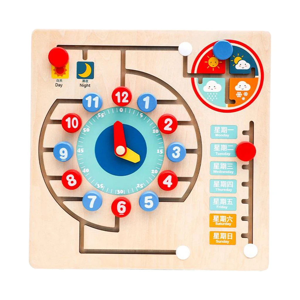 

Preschool Educational Toy Wooden Toys Kids Clock for Kids Toddlers 4-6