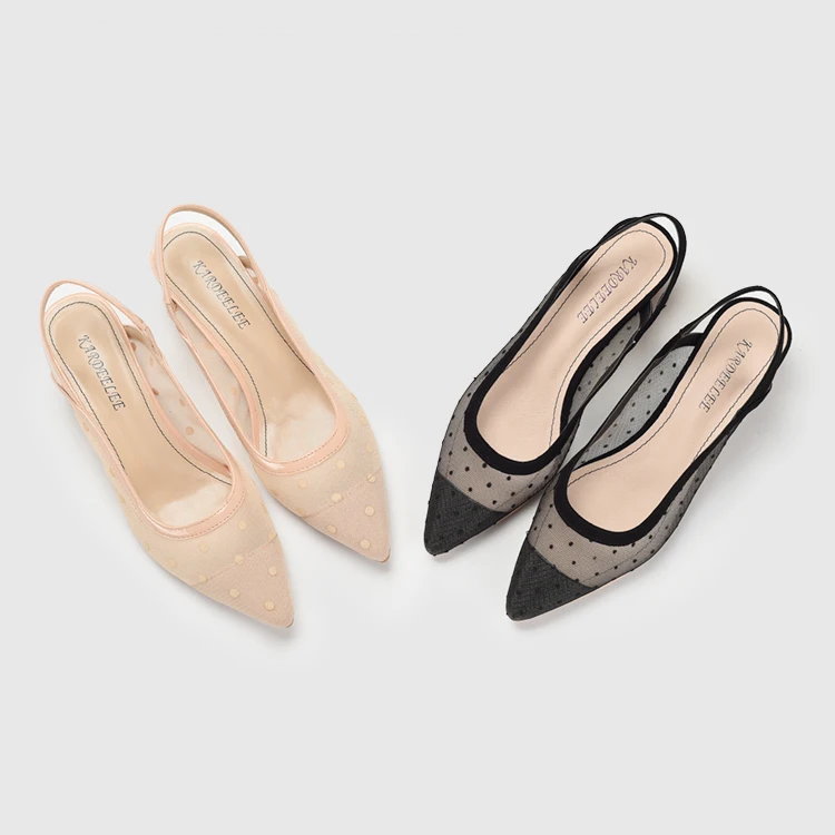 

XGRAVITY Sandals European All Matched Fashion Pointed Toe Sexy Dress Shoe Spot Mesh Breathable Lady Sandals Summer Shoes B049