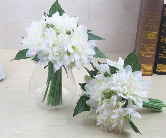

Bridal Bouquet Artificial Flowers, Wedding Bouquet Living Room Home Dining Table Flower Arrangement Simulation Dahlia