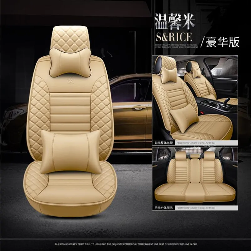 Deluxe Edition Передние+ задние) кожаные и льняные авточехлы для Toyota camry 40 50 2007 2008 2009 2012 fortuner highlander Hilux - Название цвета: Deluxe Edition