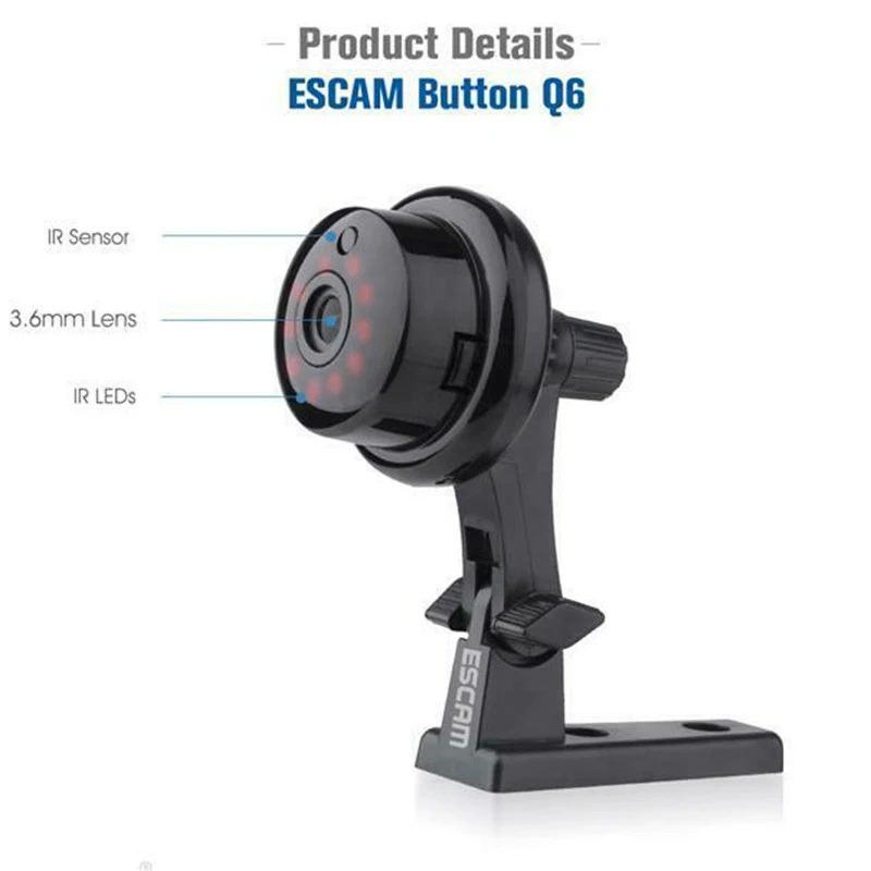 Q6 1.0MP 720P Кнопка мини беспроводная камера Wifi двухполосная Голосовая домашняя IR-CUT
