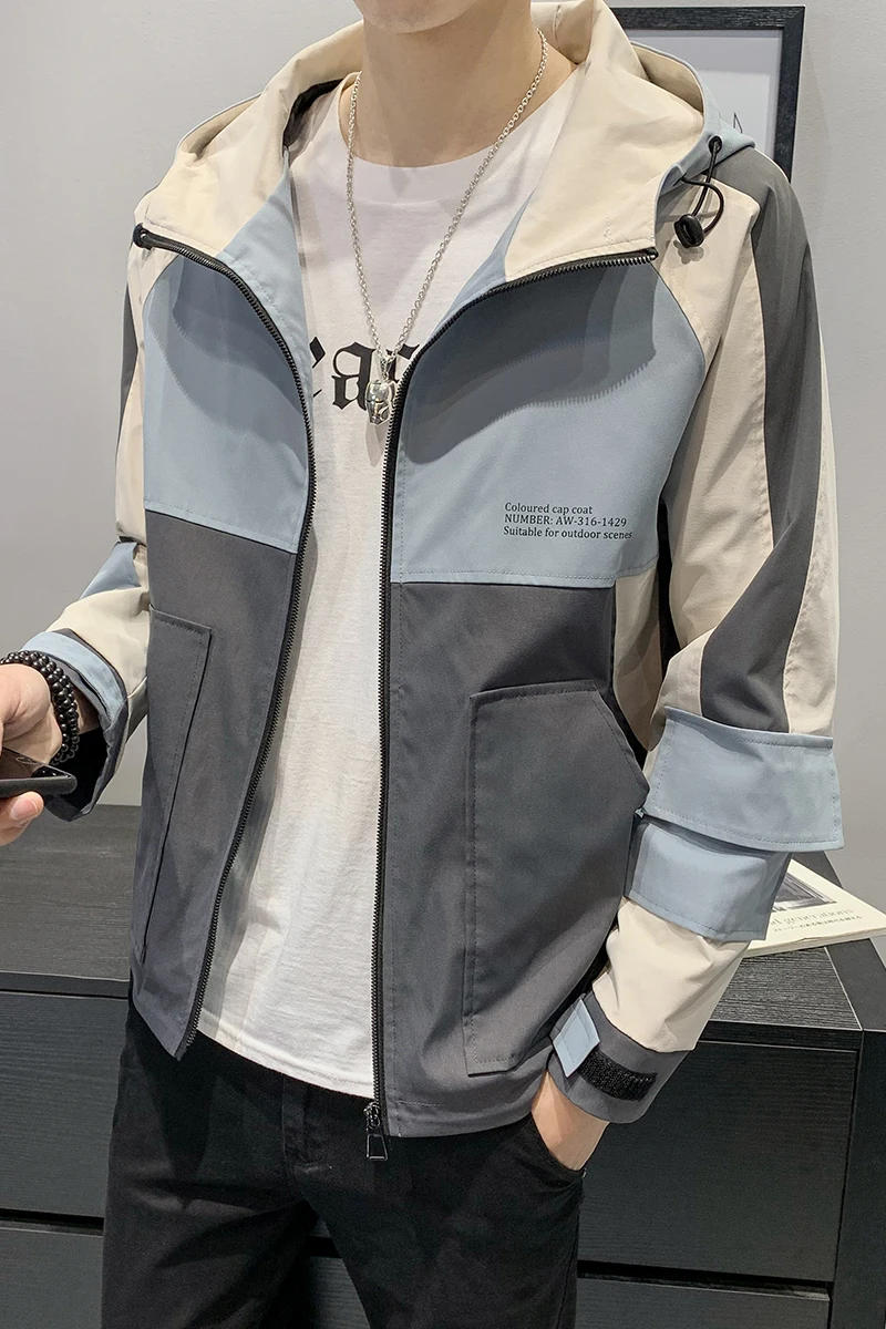 

jacket, Fall 2020 men's zipper and hood jacket, informal style, hip hop style, windbreaker, clothing