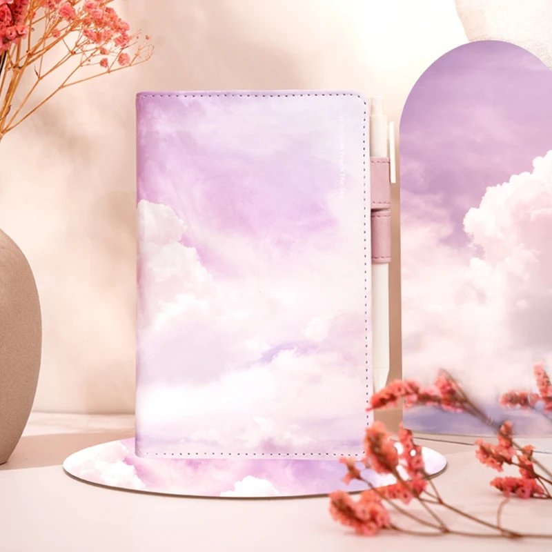 

Fashionable A6 128 Sheets Handbook Blue Sky Cloud PU Leather Notebook for friend