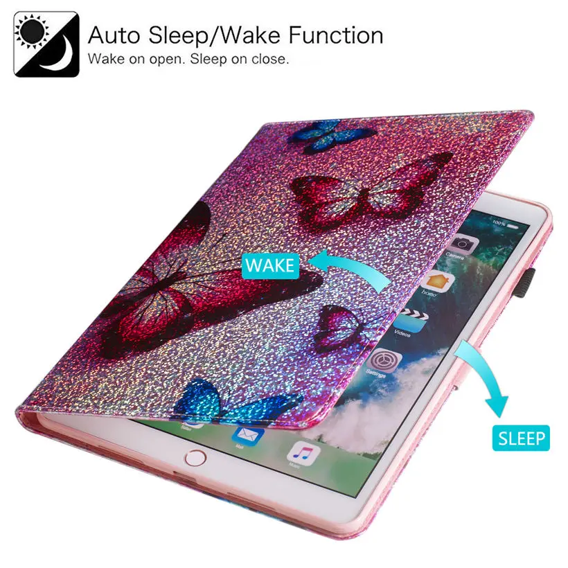 Чехол для Apple iPad 9," 6th 5th Generation A1893 A1954 Smart Cover для iPad Air 2 Funda Блестящий корпус бабочки