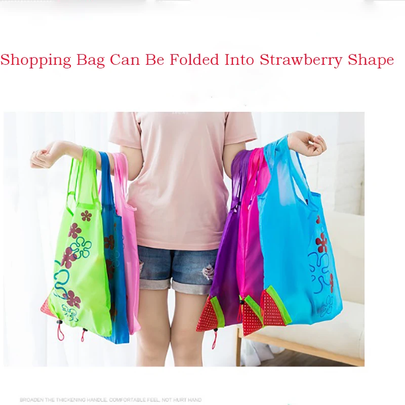 Креативная Складная портативная сумка для покупок в виде клубники нейлоновые