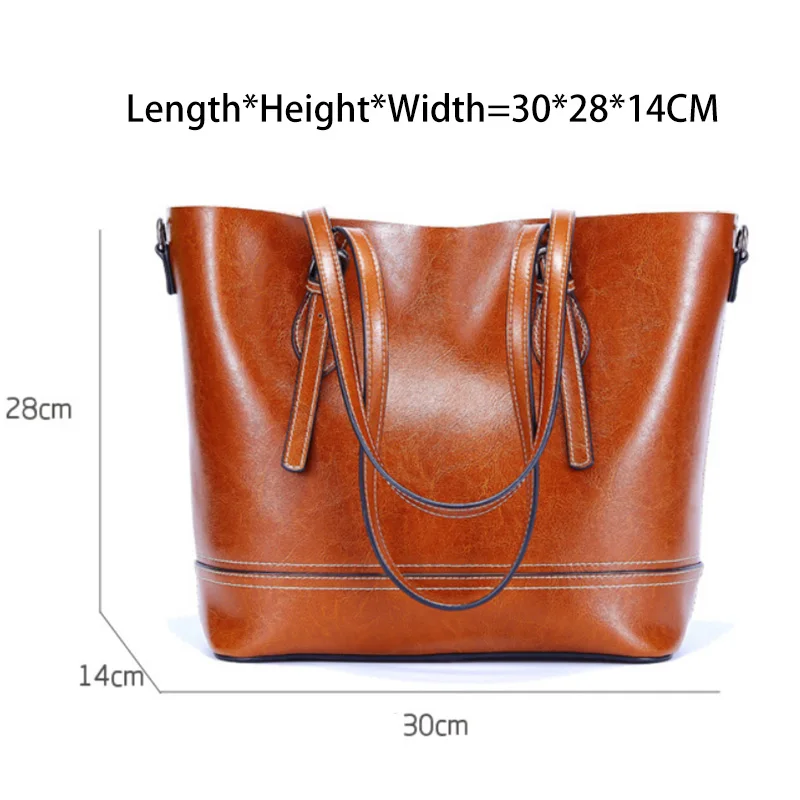 Zency Большая вместительная женская сумка на плечо 100% натуральная кожа коричневая