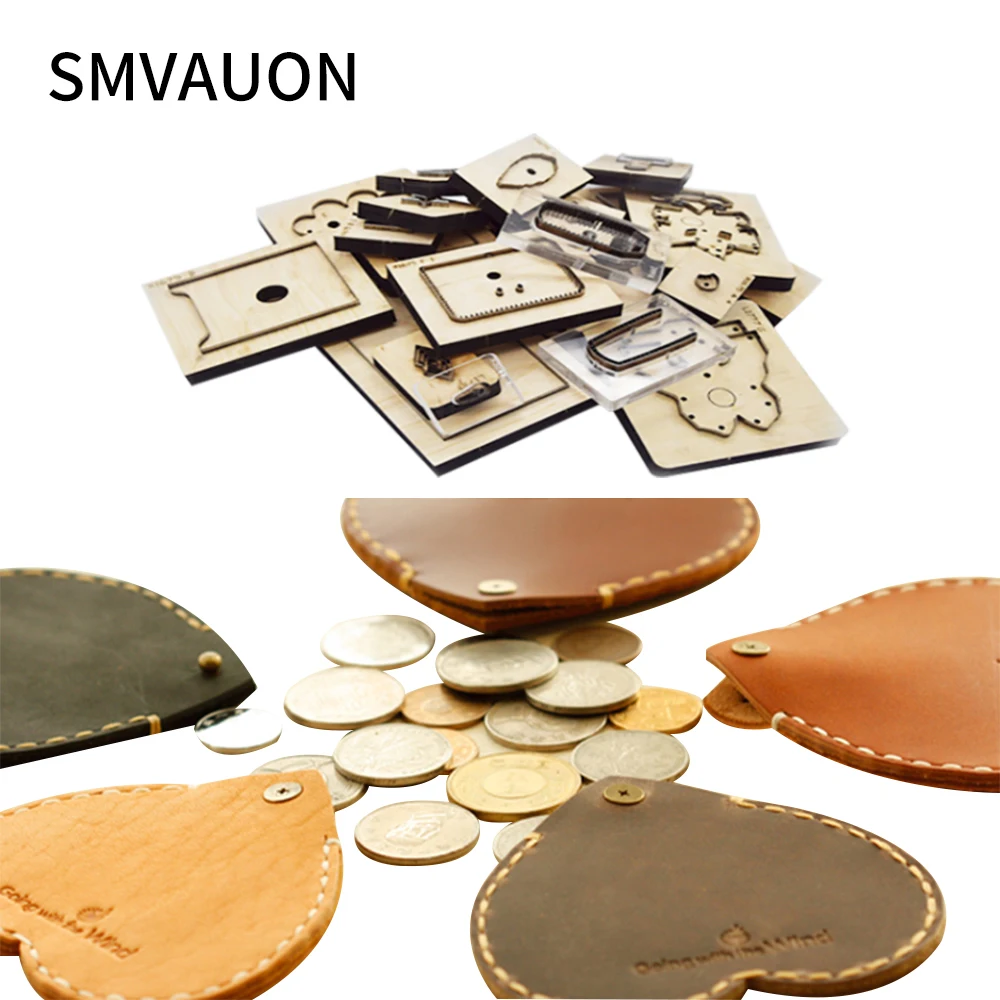 

DIY leather wood die-cut coin purse coin purse love pouch small purse suitable for die-cutting machine