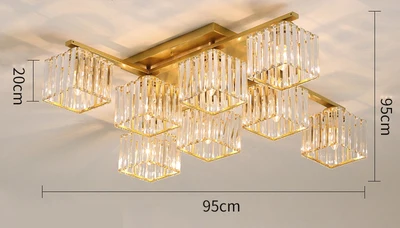 Golden 8 light Хрустальный светильник в скандинавском стиле для гостиной, спальни, столовой, светильник, атмосферный бытовой потолочный светильник, современный квадратный хрустальный потолочный светильник - Цвет корпуса: Golden 8 light