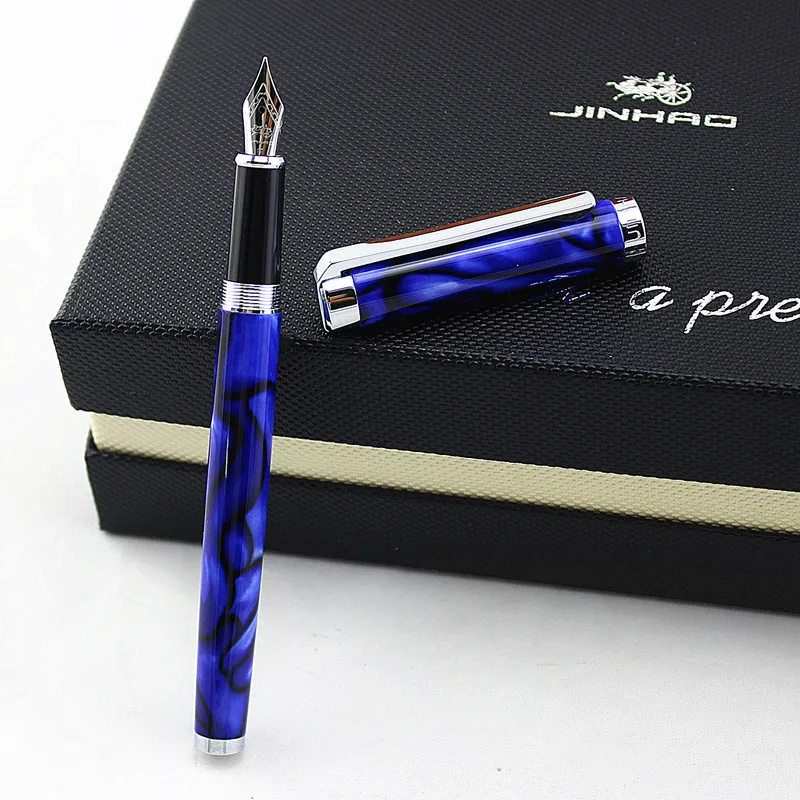 Jinhao 155 Роскошная ослепляющая синяя перьевая ручка высококачественные