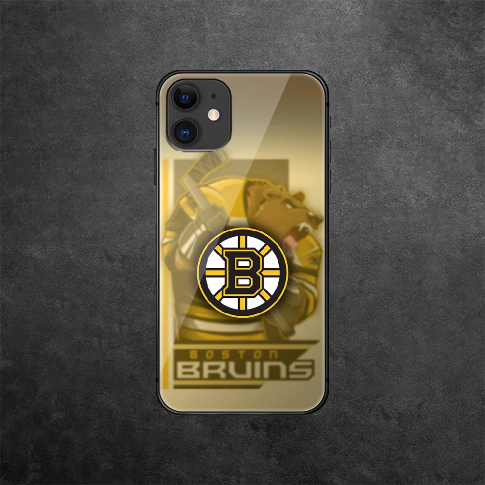 

Boston Yellow Bear Tempered Glass Phone Case Cover For IPhone 5 5S 6 6S 7 Plus X Xs Xr Se 2020 11 12 Pro Max Mini Hot Hoesjes