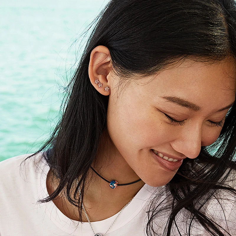 

Summer 2020 Hot 925 Sterling Silver Beaded Starfish Stud Earrings For Women Girl Wife Gift Silver S925 Original Fashion Jewelry