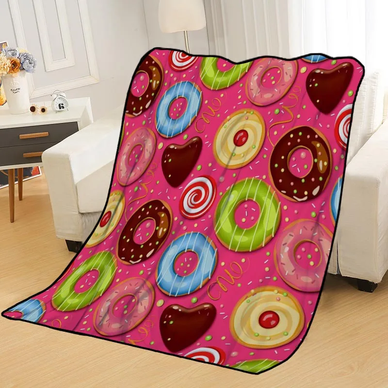 ?? カスタムドーナツパターン毛布ベッドスローブランケットソフトブランケット夏毛布アニメ毛布旅行毛布