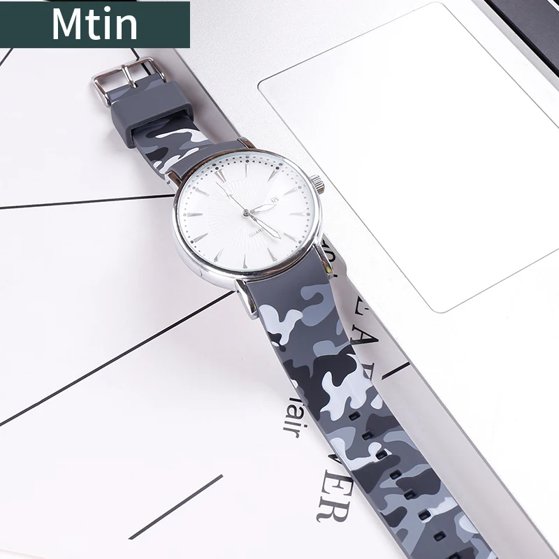 Camouflage Silicone Strap 22mm Pin Buckle Watch Accessories For Omega Casio ICE Outdoor Sports Diving Watch Chain Wristband tool