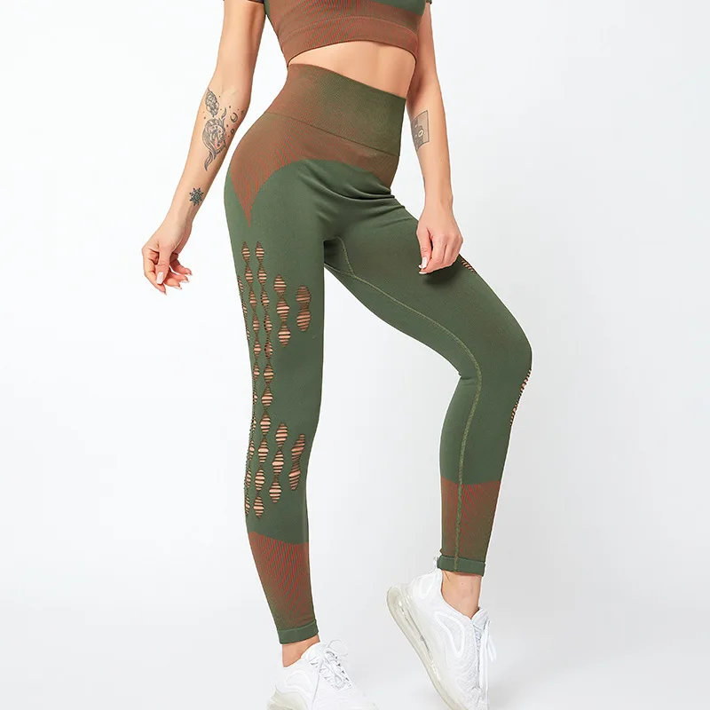 

Gym Explosion Models High Waist Leggings Stretch Peach Sports Ftness Pants Running Fitness Nine-point Pants
