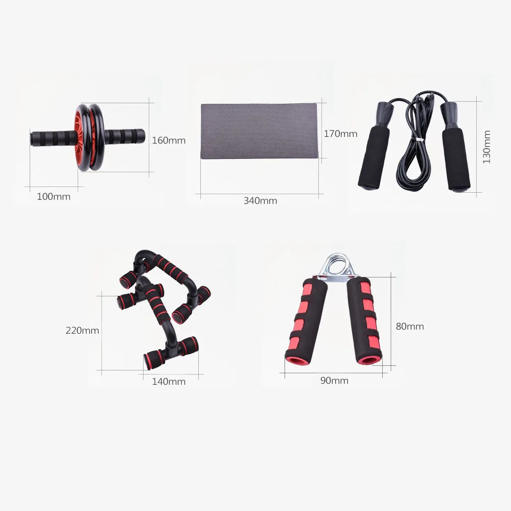 

TOMSHOO Wheel Roller Kit Spring Exerciser Abdominal Press Wheel Push-UP Bar Knee Pad Portable Equipment for Home Exercise