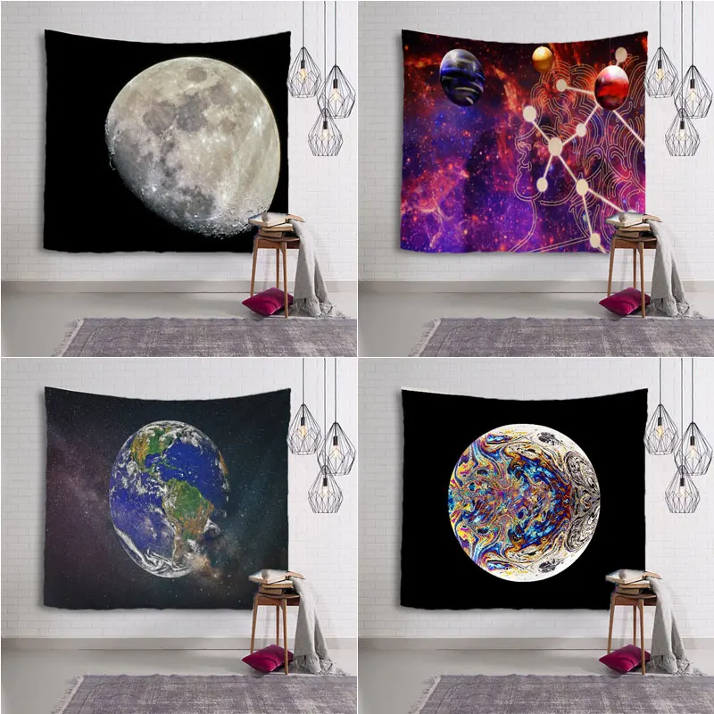 Настенный Гобелен черного цвета Вселенная Земля пляжное полотенце скатерть