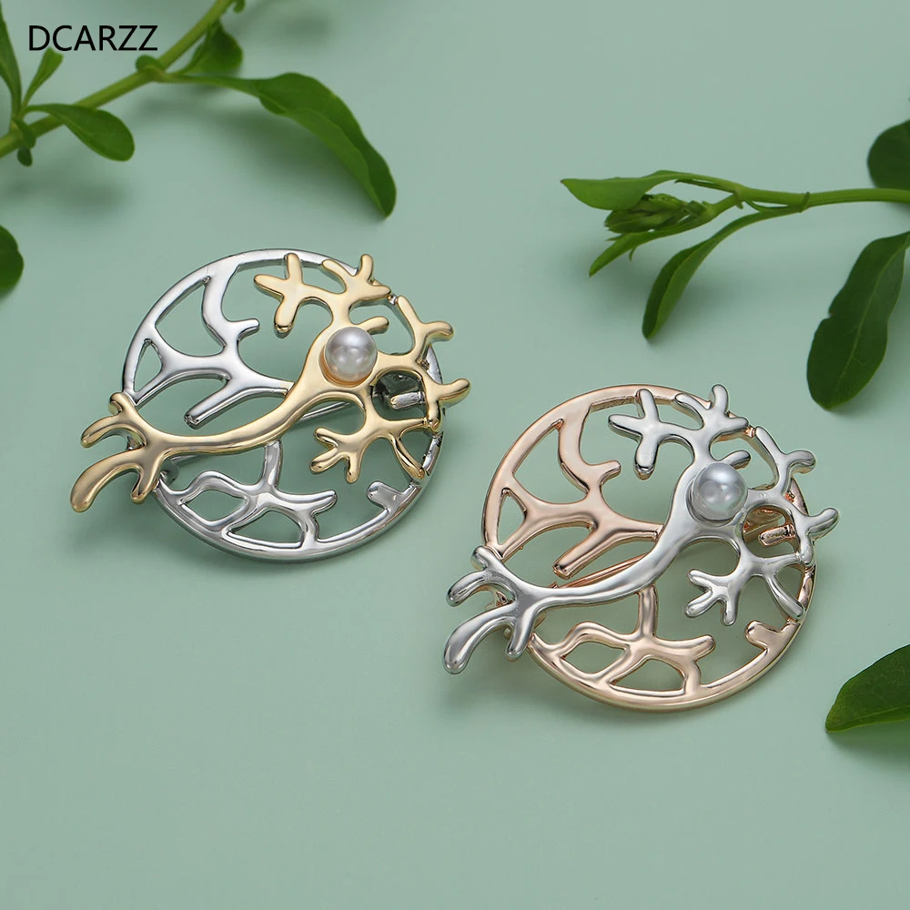 Брошь DCARZZ в форме нейрона женская Золотая булавка с жемчугом подарок медсестре |