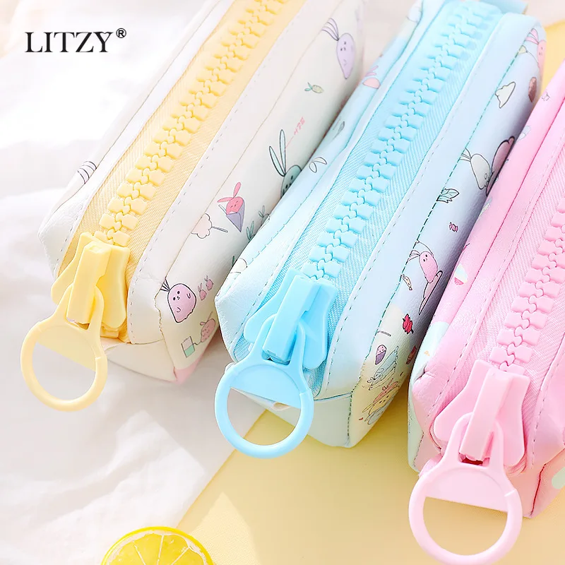 Большой чехол карандаш на молнии Kawaii Rabbit Panda Карандаш s для мальчиков и девочек