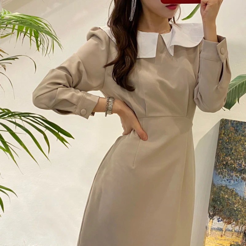 Весенне-осеннее женское платье во французском стиле повседневное