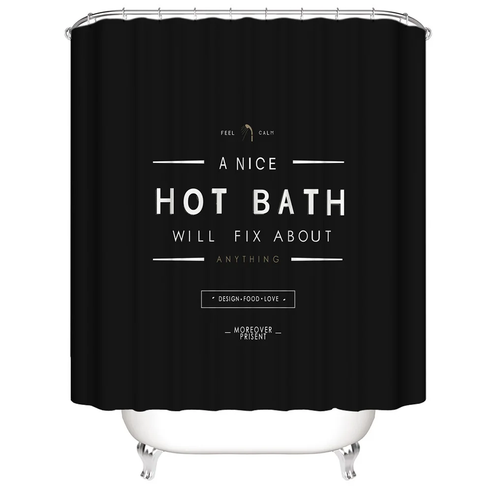 hot bath black design shower curtain minimalism bathroom decor set 4 piece toilet cover mat polyester fabric 71 w x 71 h free global shipping